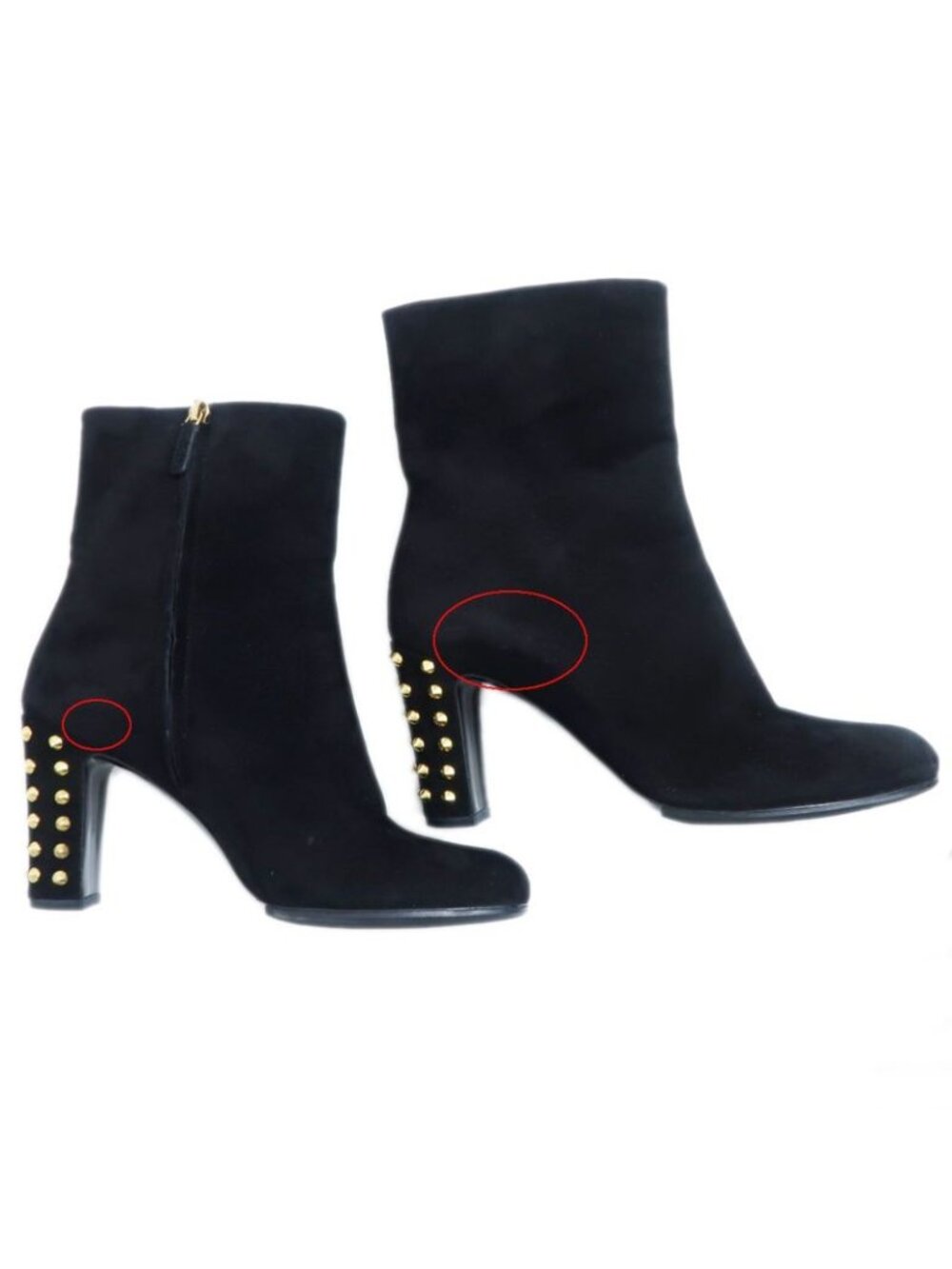 Gucci Short Boots Size 37 Black Suede Studded Shoes - Picture 5 of 10